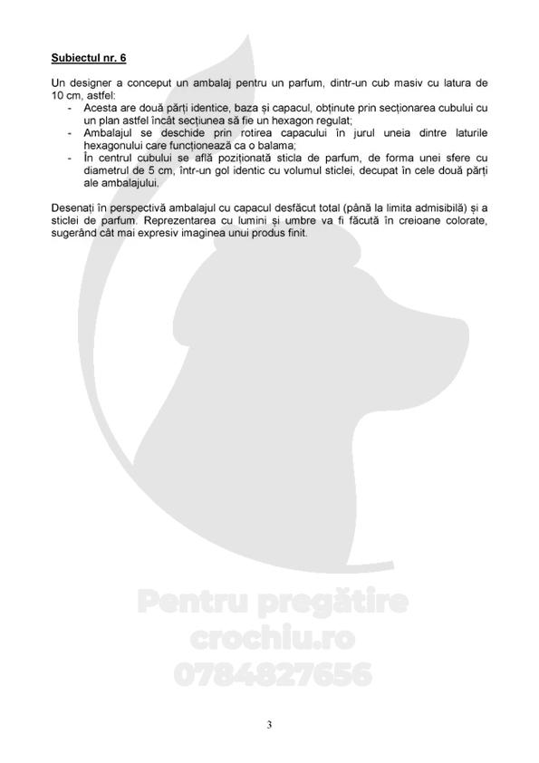 Admitere Arhitectură Mincu 2016 — planșa 3