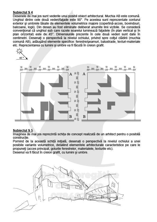 Admitere Arhitectură Mincu 2018 — planșa 2