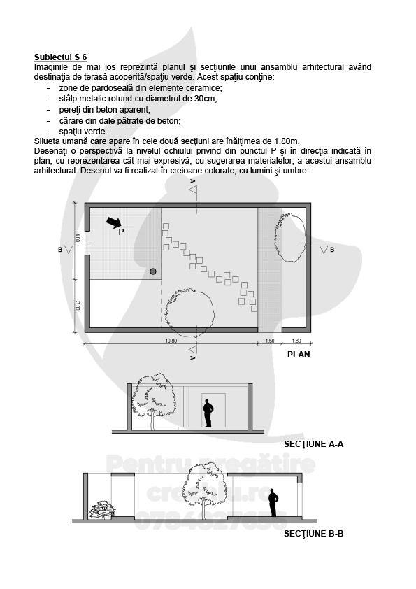 Admitere Arhitectură Mincu 2018 — planșa 3